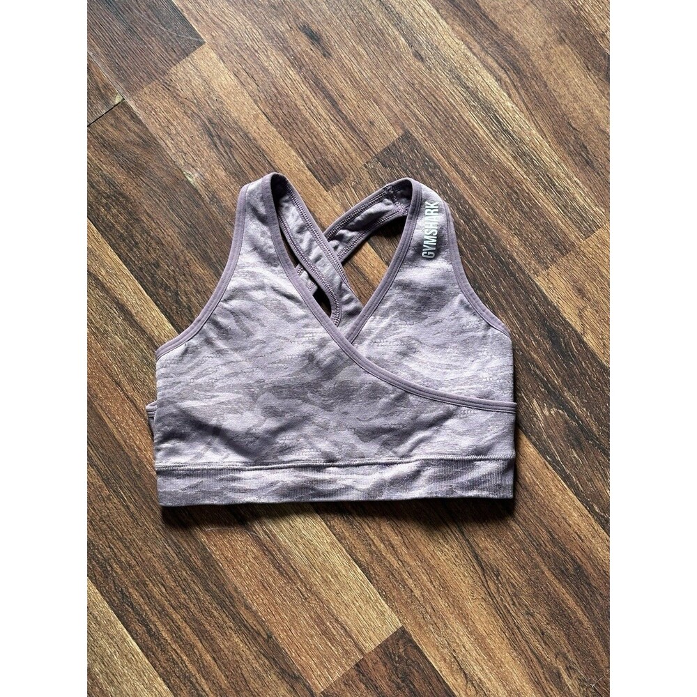 Gymshark Cross back Sports Bra Purple Animal Print Medium